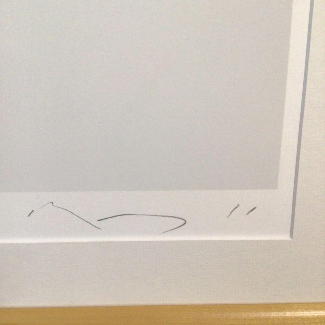 No1878額装　井上公三　シルクスクリーン「白い百合」紙箱付　美術品　送料無料