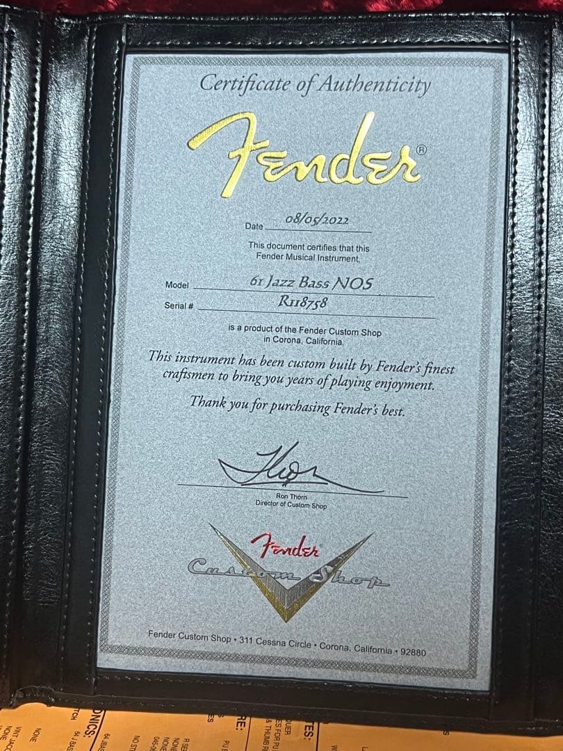 ベース FenderCustomShop 1961 JAZZ BASS NOS WBL