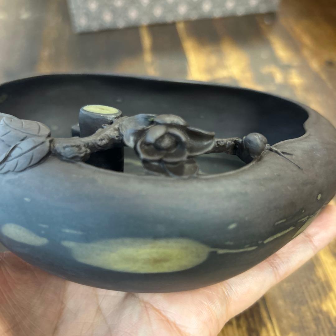 書道 硯 梅花坑水盂椿型　美術品　芸術品　骨董品　工芸品　最高級　逸品　中国美術