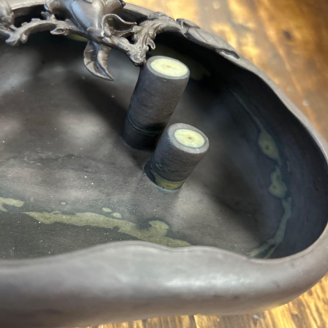 書道 硯 梅花坑水盂椿型　美術品　芸術品　骨董品　工芸品　最高級　逸品　中国美術