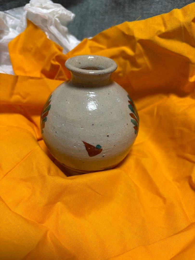 濱田友緒 赤絵花瓶 一輪挿し 花瓶 益子焼