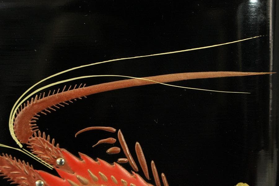 輪島漆器 海老蒔絵 蓋物 一対(ZE667)