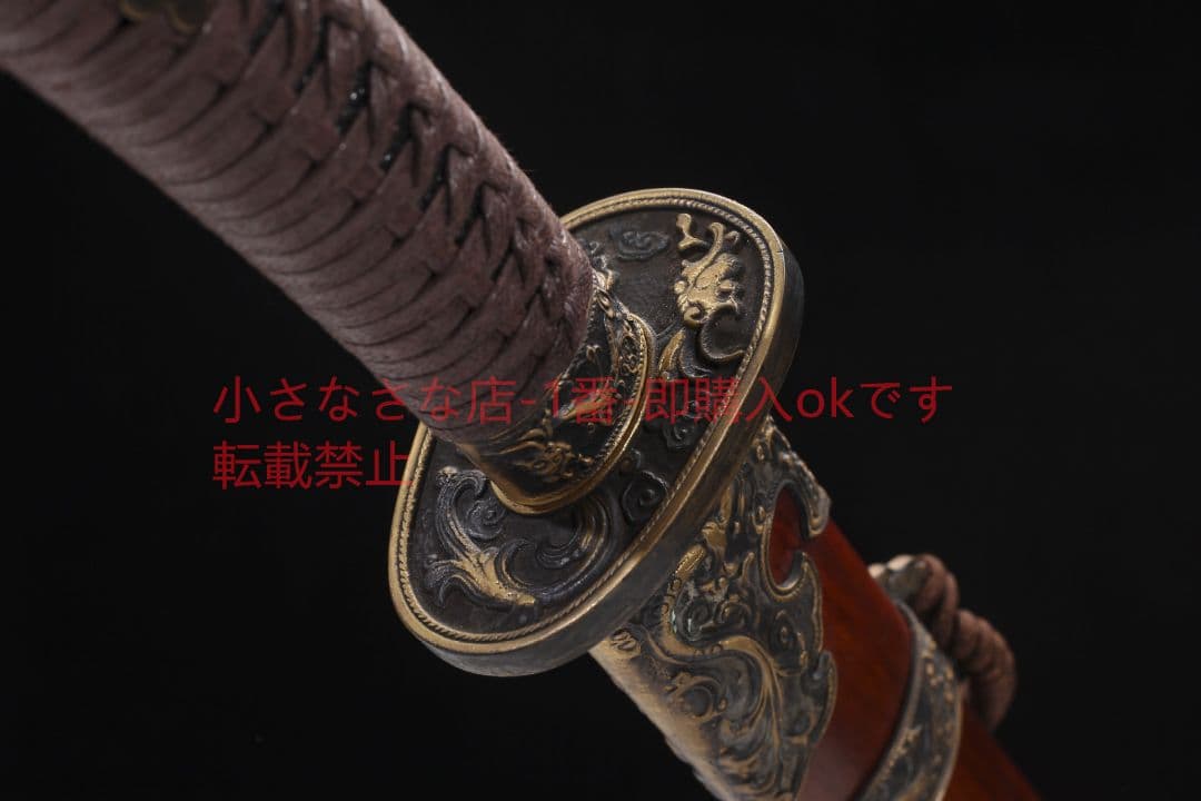 九龍刀酸枝木純銅装模様鋼  古兵器 武具 刀装具 日本刀 模造刀 居合刀