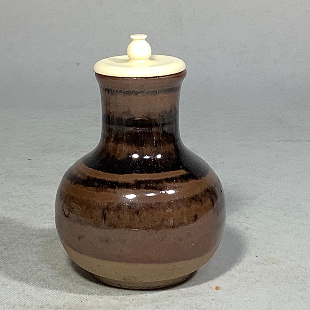 大名物　利休鶴首写茶入　松本鐡山　茶道具　送料無料