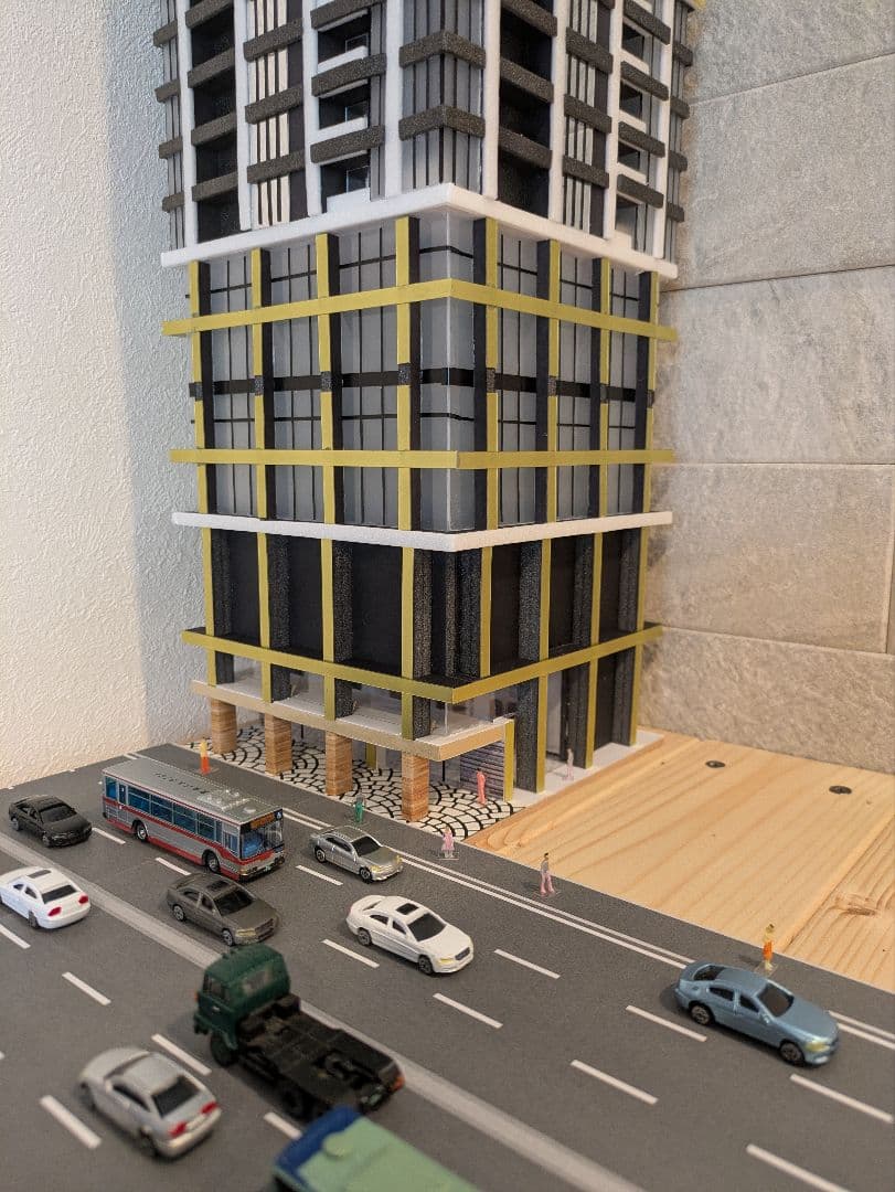 Nゲージ　自作ストラクチャー　超高層マンション　タワマン　ジオラマ