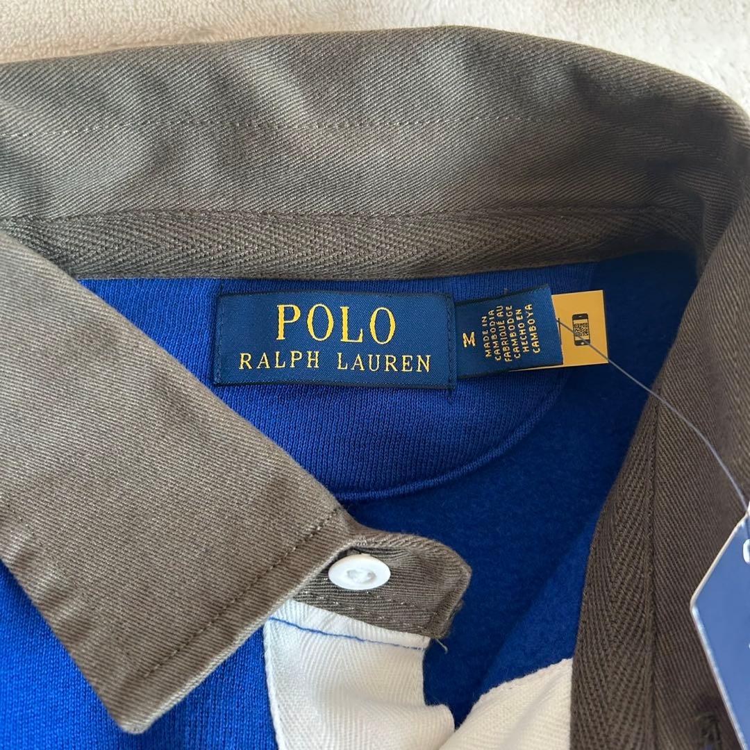 【新品タグ付き】ラルフローレン ストライプ フリース ラグビー シャツ