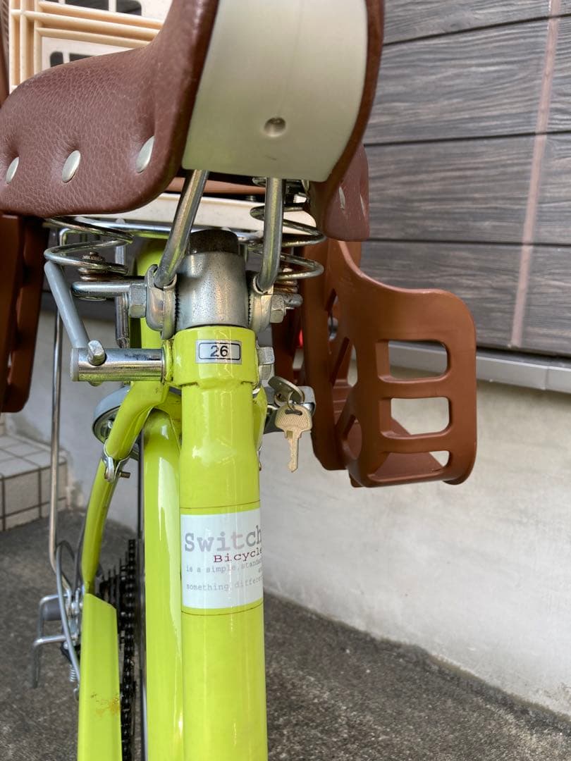 ママチャリ 26インチ ライムグリーン チャイルドシート付き 新潟県 引取
