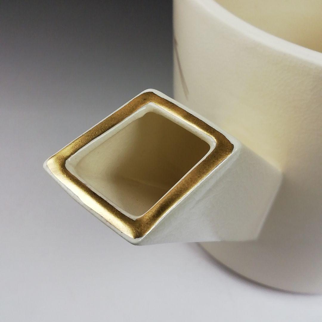 Ｔ７３８　水次　『色絵　銀杏文』『鳴滝窯　橋本城岳 造』　共箱　茶道具