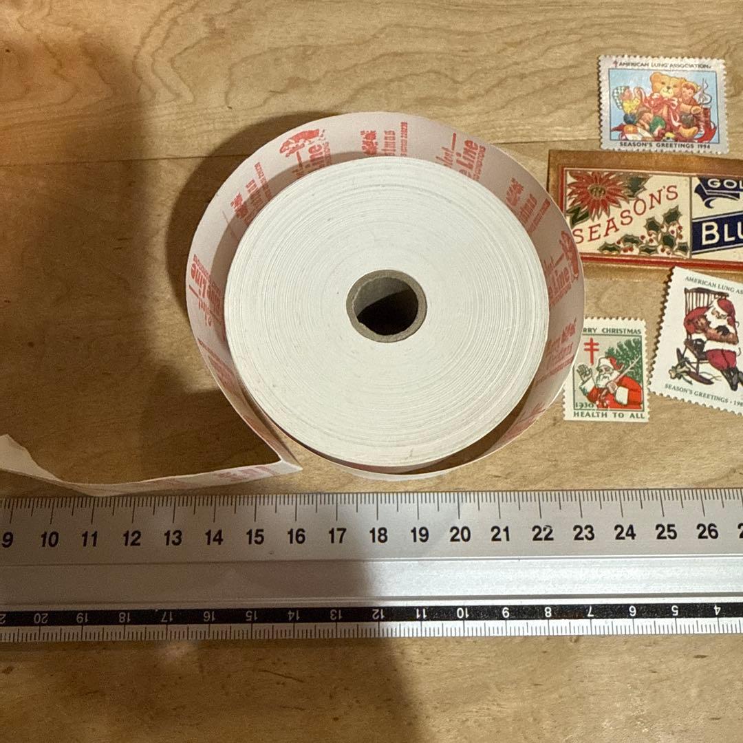 海外紙物　レア　blue line クリスマス柄ロールチケット＋おまけのシール等