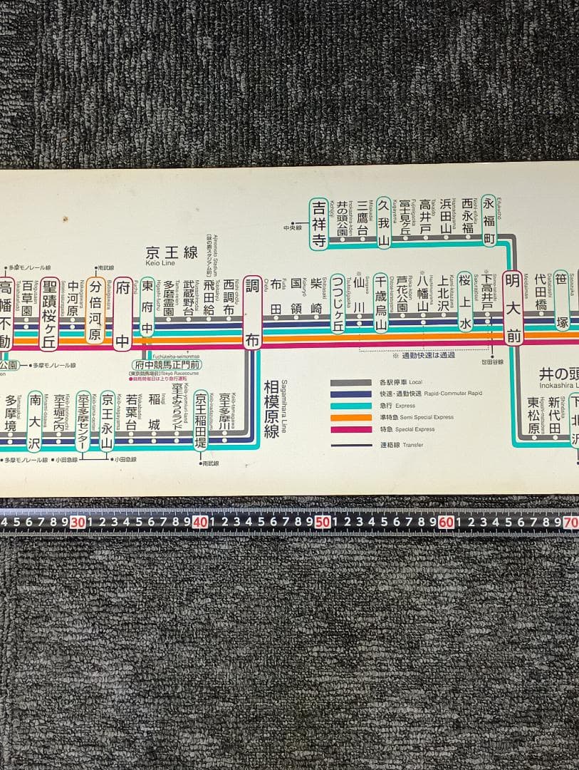希少　京王線　路線図　停車駅のご案内　準特急　鉄道部品　都営新宿線　廃品　レトロ