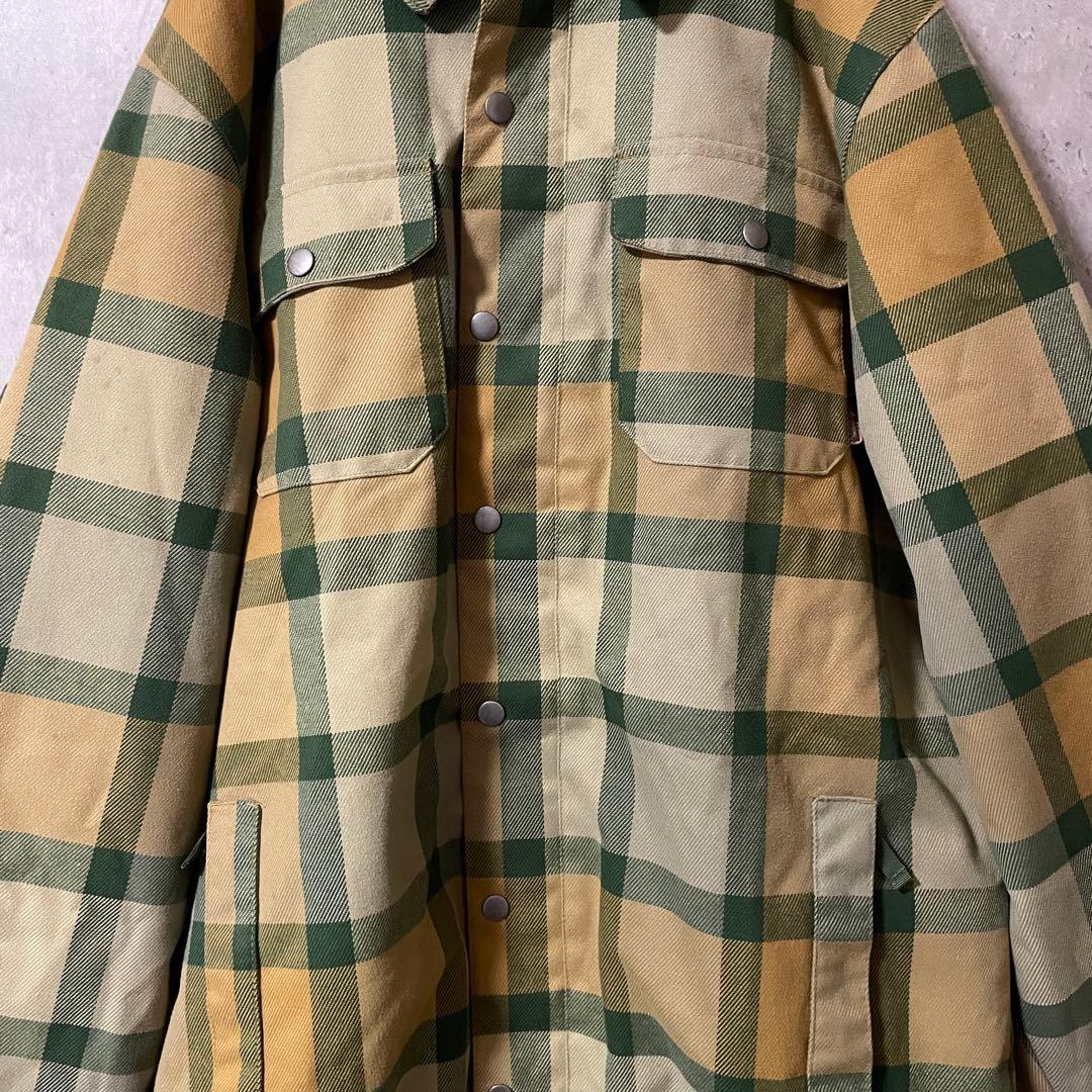 Burtonバートンスキーウェアスノーボードジャケットベージュ緑グリーンチェック