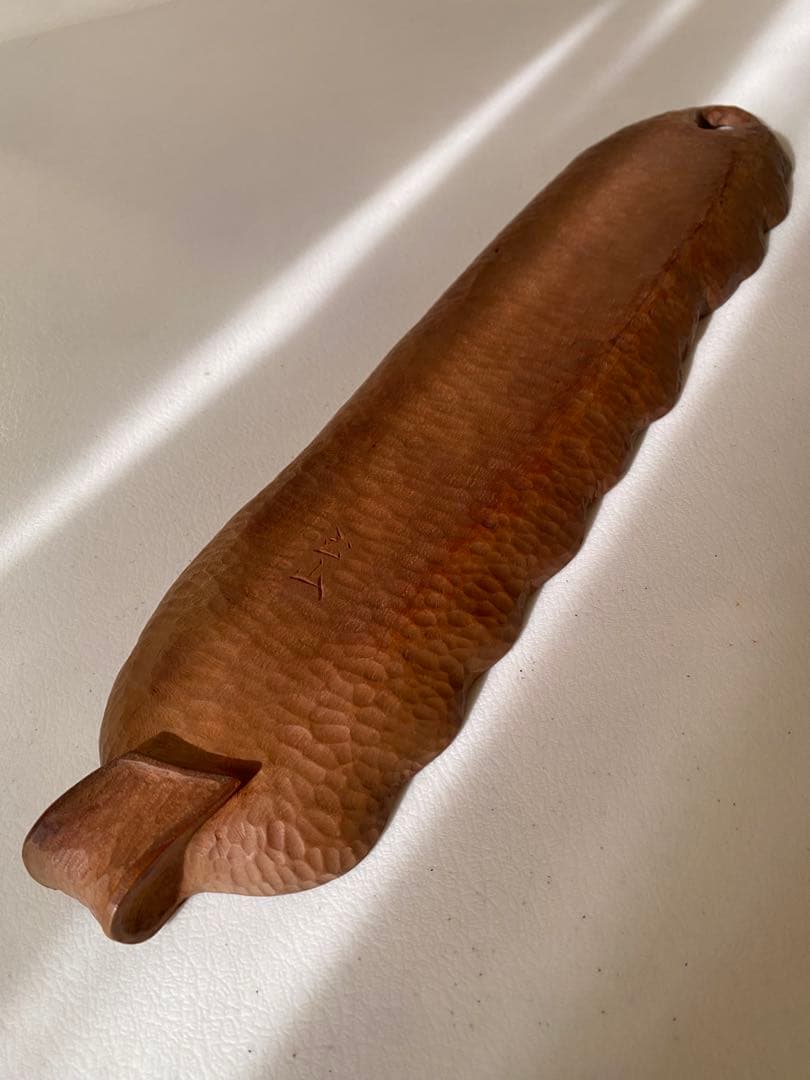 煎茶盆　木彫　在銘　葉盆　煎茶道具　茶道具