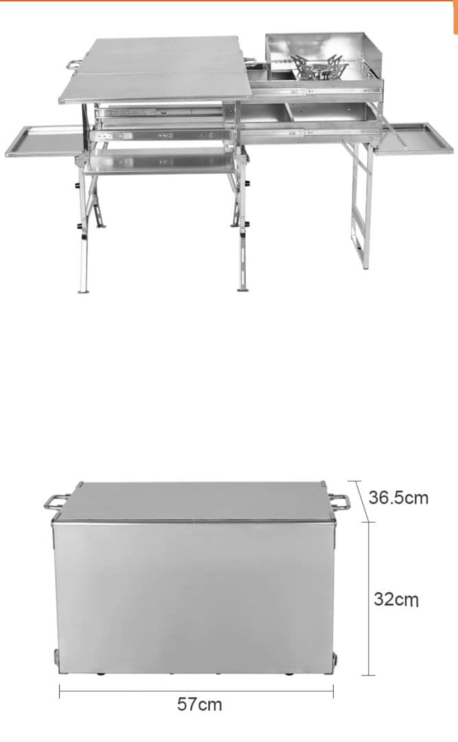 キャンプ　アウトドアー ステンレス製折畳テーブル