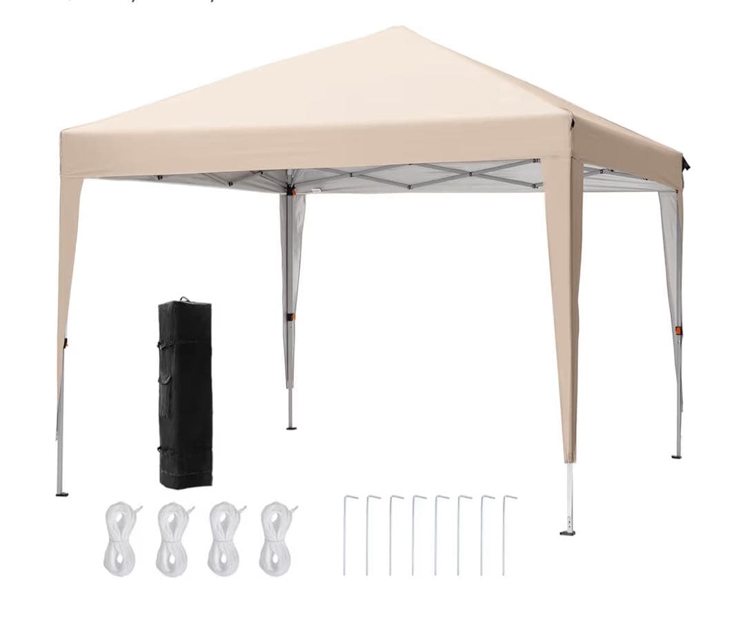 新品❣️ベージュ タープテント本体　2.5m✖️2.5m 防水　ワンタッチ簡単