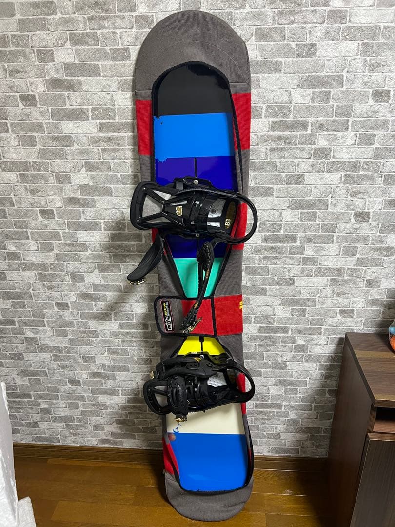 マルチカラー スノーボード ビンディング付き