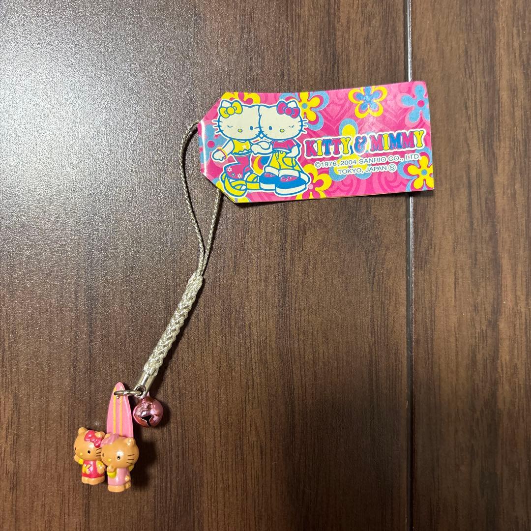 日焼けキティ＆ミミィ ストラップ　根付け　サーフィン