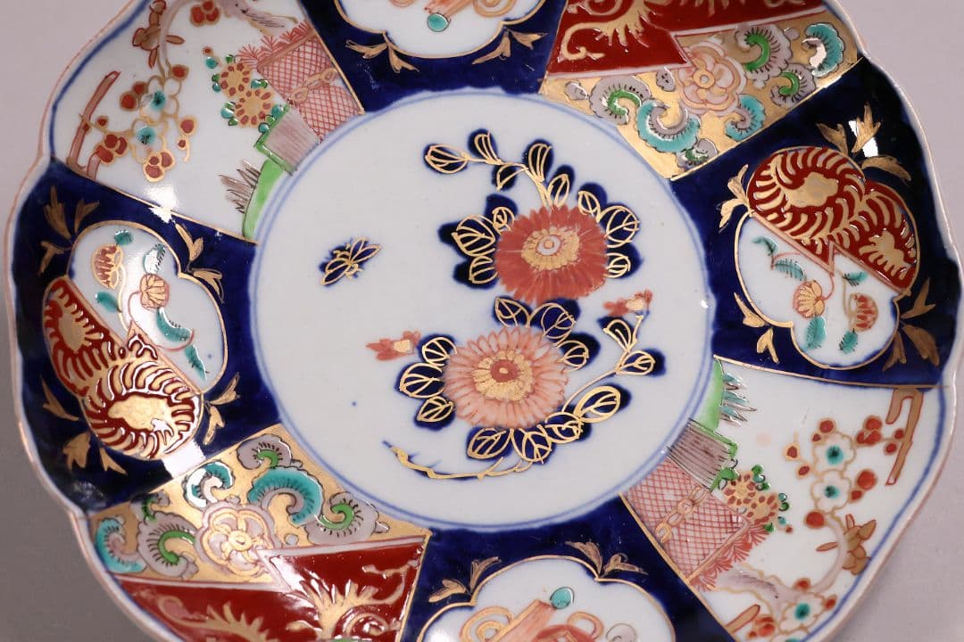 【CM119】古伊万里 色絵 中皿 2枚 盛皿 幅22.3cm 錦手 花鳥 草花