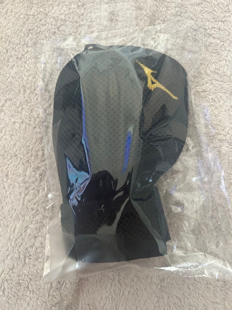 【アボカド】ミズノ 手甲ガード ブラック 右打者用 ランバード 金糸 刺繍