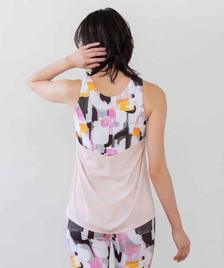 【SUKALA】ミックスプリントカバータンクトップ　ホワイトミックス　L