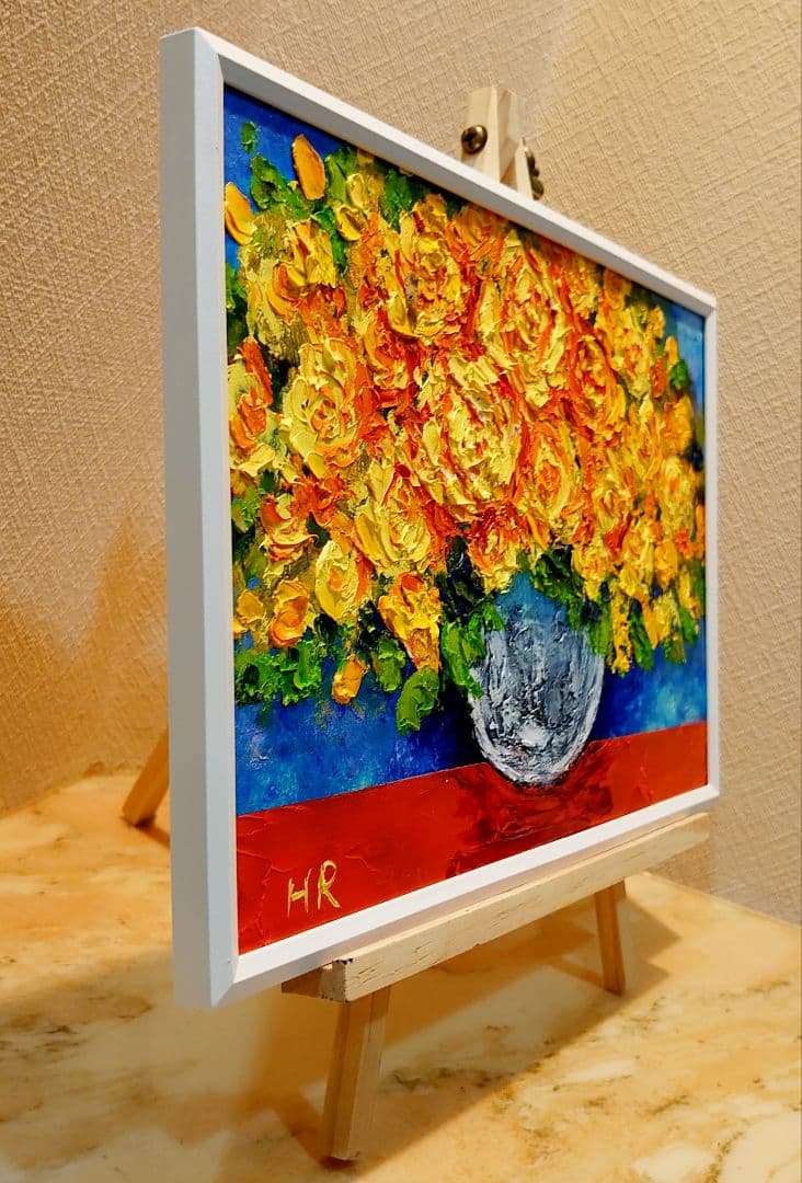 油絵 絵画【黄色花】