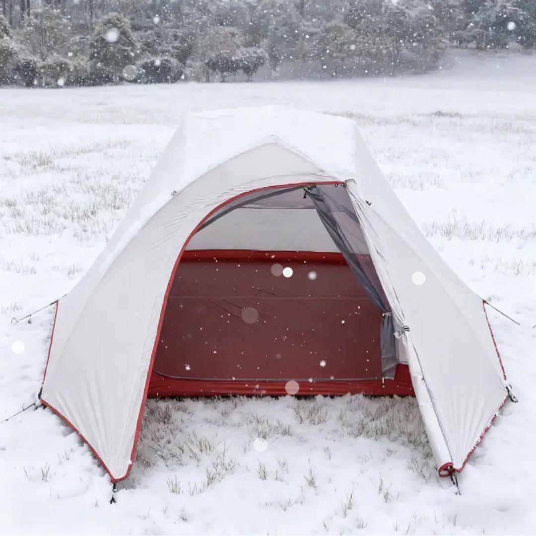 3人用キャンプテント ホワイト/レッド 冬用