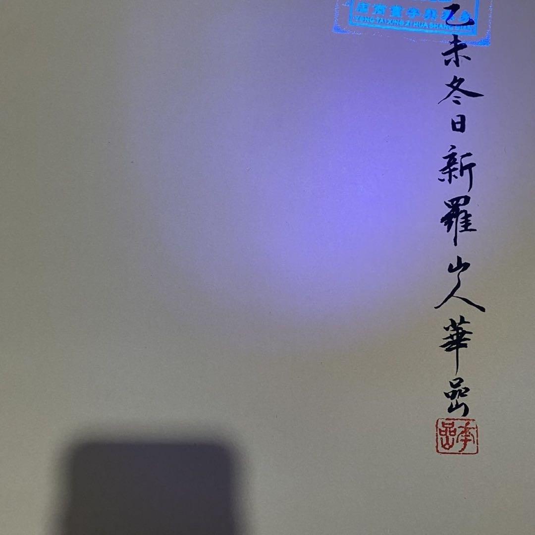 四尺 中堂 花鳥画 茶花小鳥図 華嵒 宣紙 表装済み 防伪証明書付