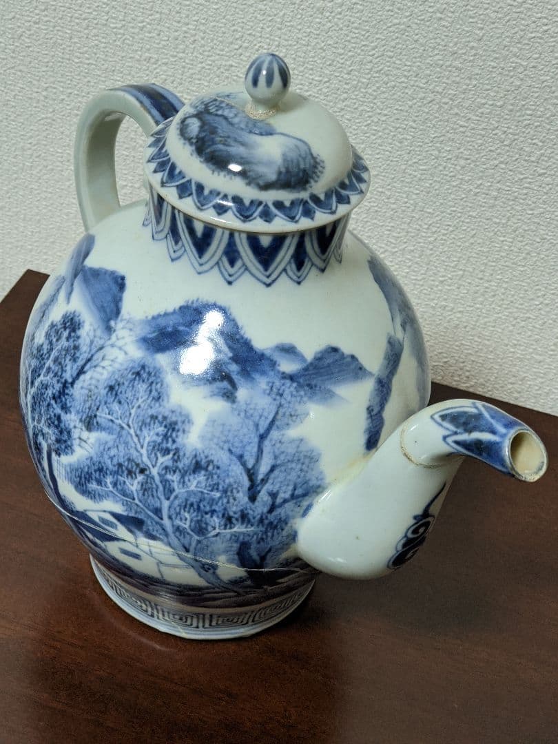 ⭐井伊直弼 超希少 藩窯 湖東焼 染付山水紋水注 江戸時代 彦根藩御用窯 骨董品