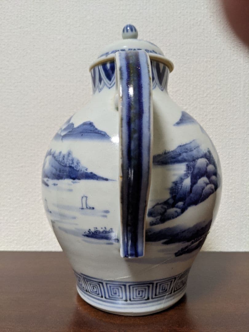 ⭐井伊直弼 超希少 藩窯 湖東焼 染付山水紋水注 江戸時代 彦根藩御用窯 骨董品