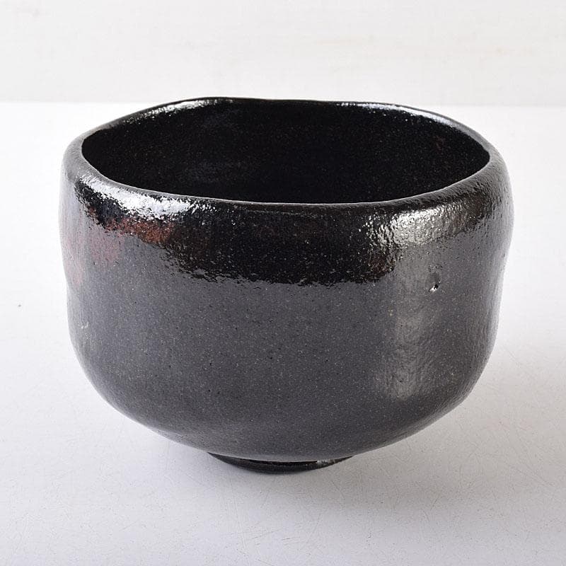 茶道具　楽焼　佐々木松楽造　黒楽茶碗　共布共箱　C　R8686