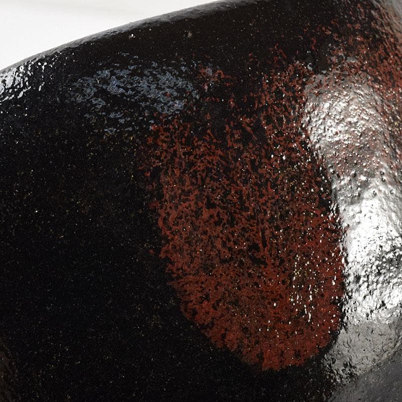 茶道具　楽焼　佐々木松楽造　黒楽茶碗　共布共箱　C　R8686