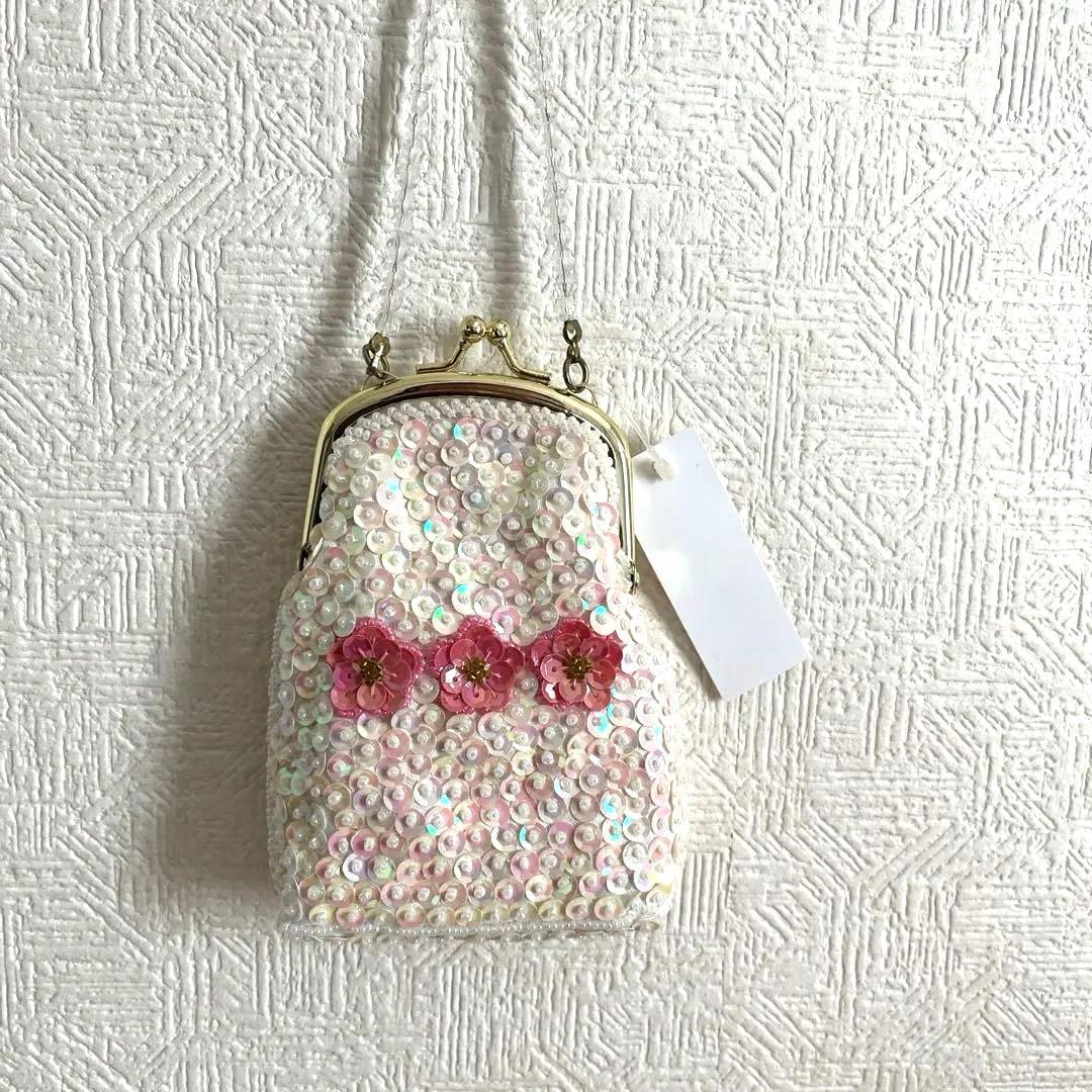 レア‼️ハローキティ スパンコールビーズバッグ キラキラがま口ポーチパーティバッグ