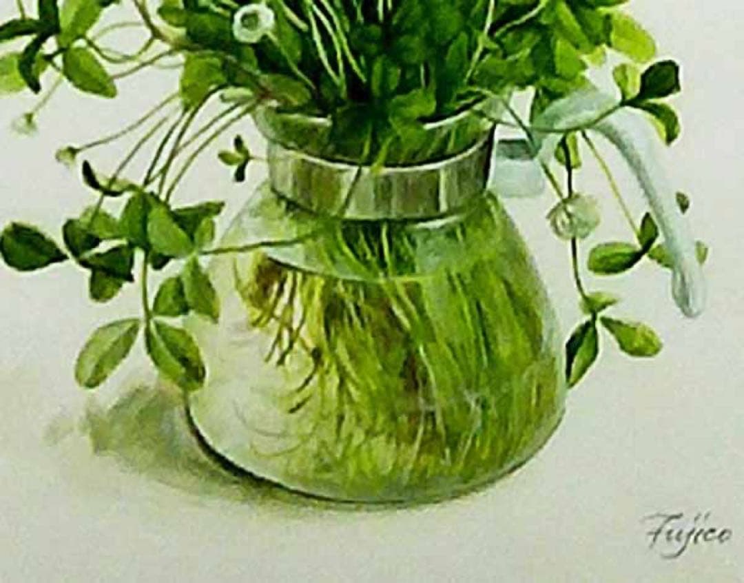 原画1点物！ 橋本不二子「軽井沢のクローバー（1）」水彩画 大変貴重な逸品です！