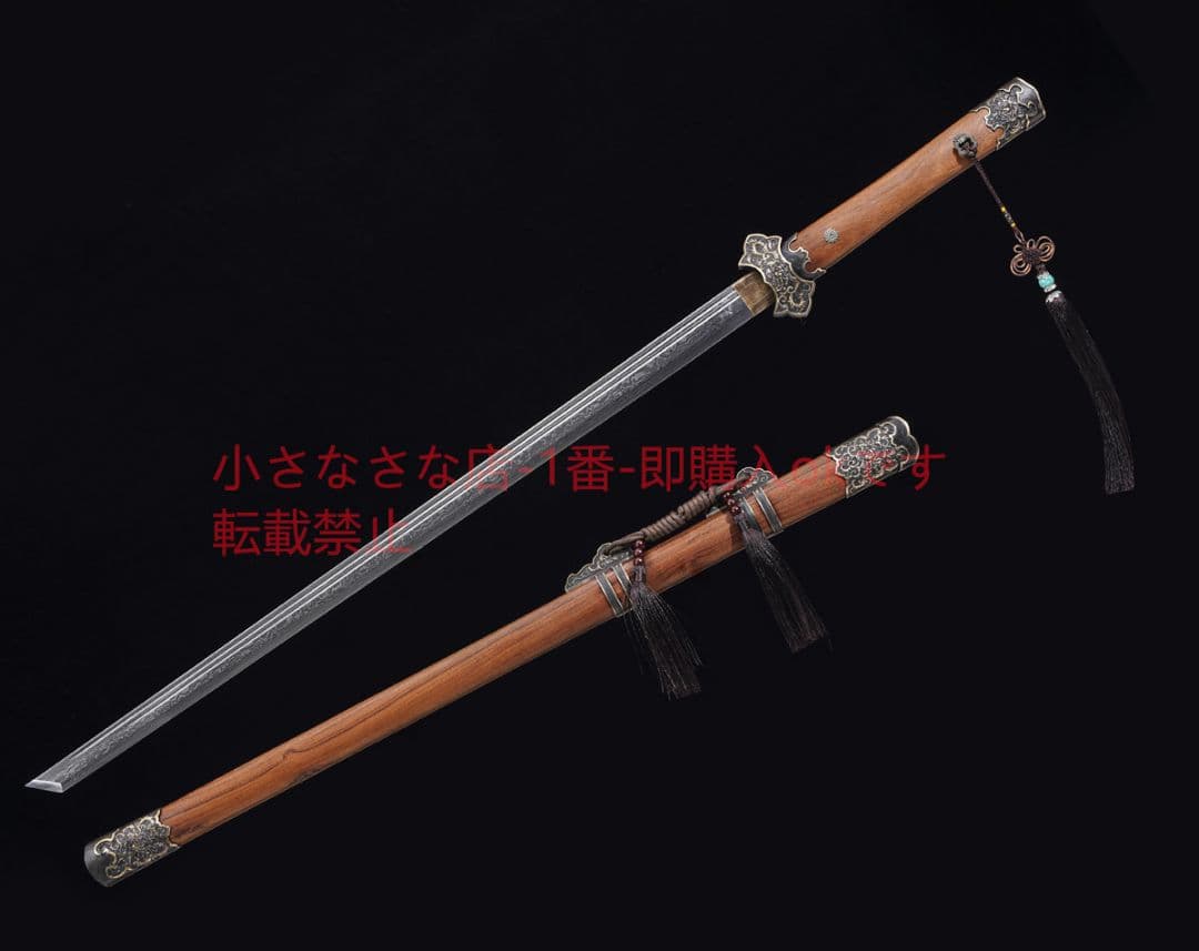 豪華牡丹唐横刀模様鋼二溝酸枝木 古兵器 武具 刀装具 日本刀 模造刀 居合刀