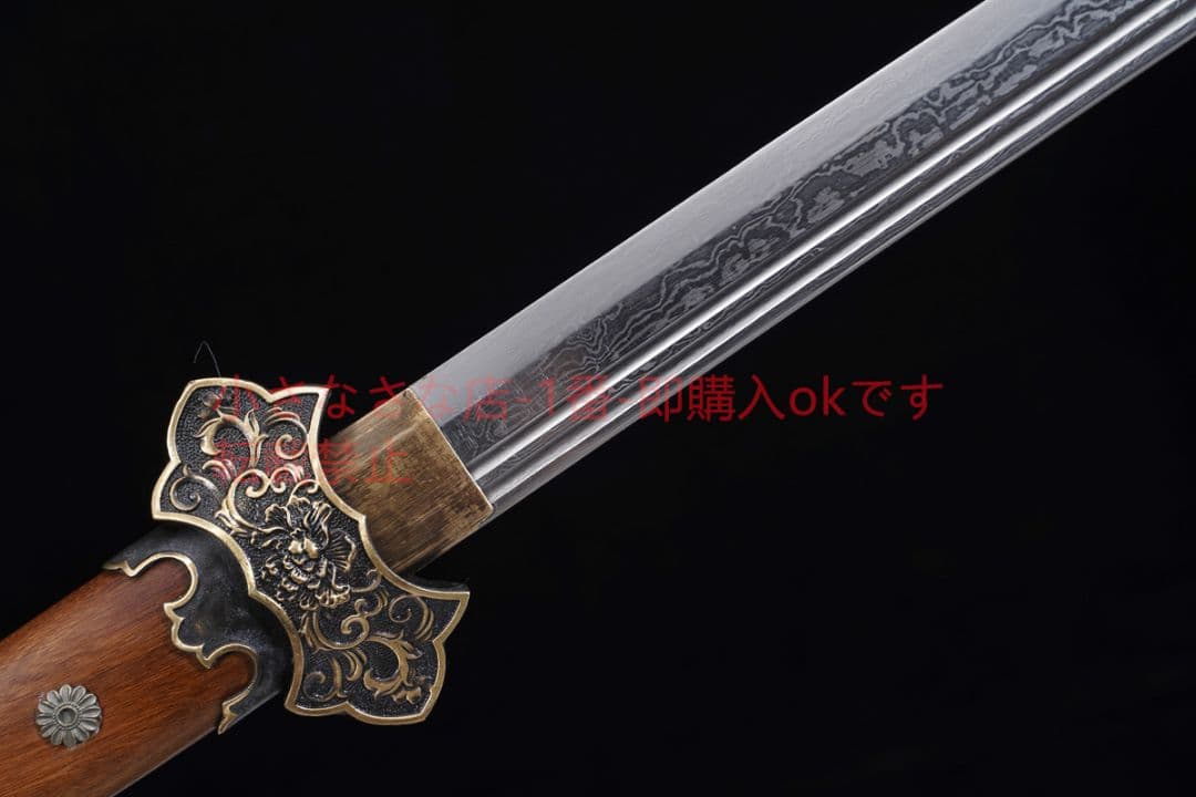 豪華牡丹唐横刀模様鋼二溝酸枝木 古兵器 武具 刀装具 日本刀 模造刀 居合刀