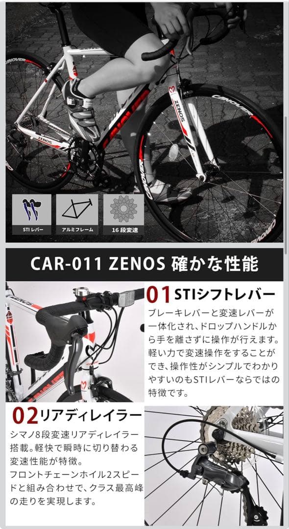 CANOVER ZENOS(カノーバー　ゼノス)ホワイト ロードバイク本体