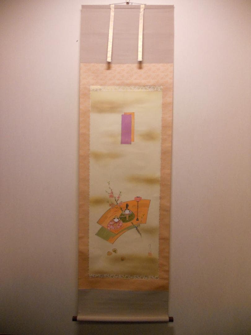 掛け軸 信人 貝雛 絹本 希少 軸装 茶道具 掛軸 美品 です。