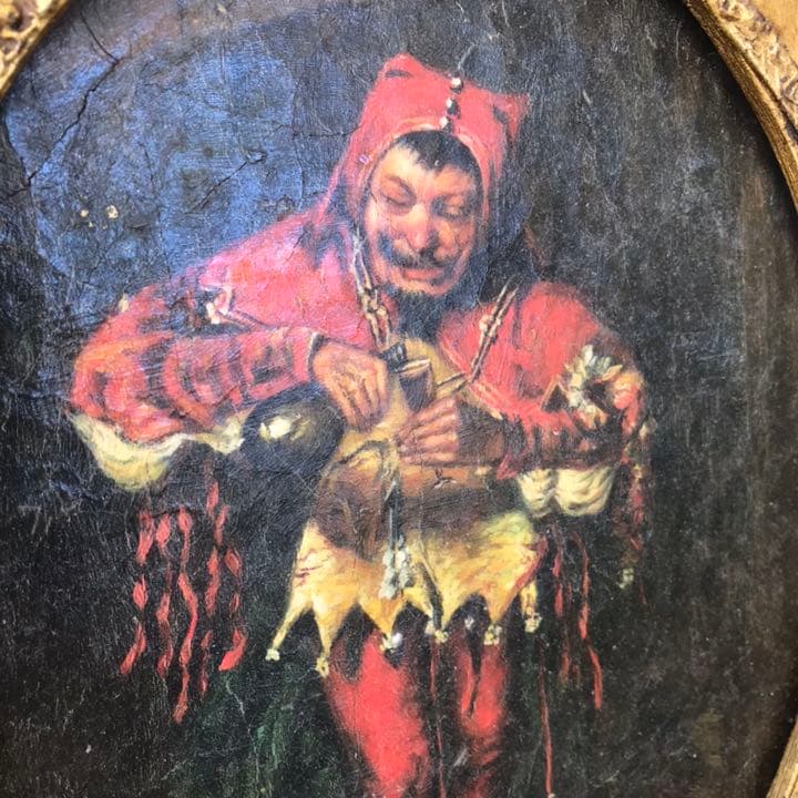 Very Old 19世紀 アンティーク　絵画　油彩 Antique　道化師