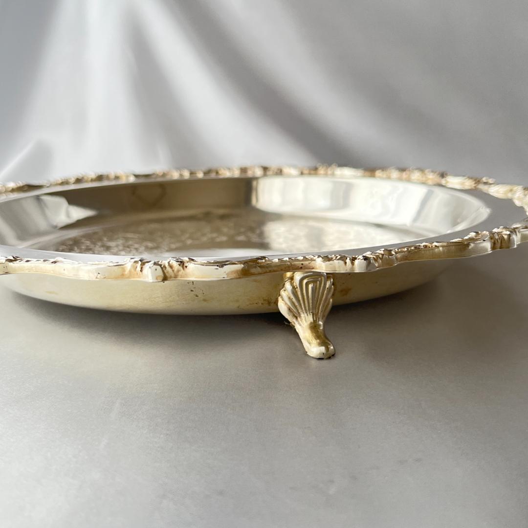 【POOLE】サルヴァ / ドリンクトレー【シルバープレート】30cm フット付