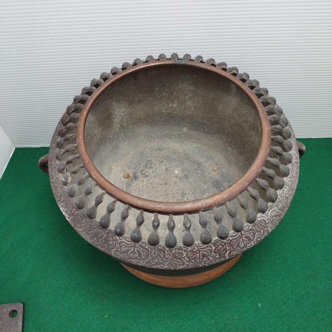 銅製火鉢 時代物 古民具 古道具 瓢箪 ひょうたん 透かし 火鉢 アンティーク