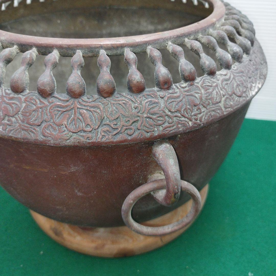 銅製火鉢 時代物 古民具 古道具 瓢箪 ひょうたん 透かし 火鉢 アンティーク