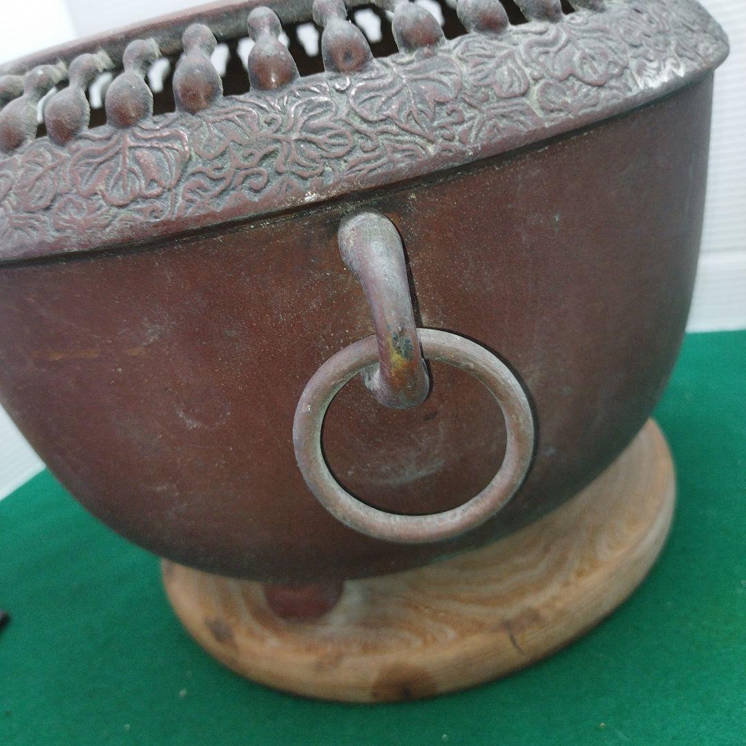 銅製火鉢 時代物 古民具 古道具 瓢箪 ひょうたん 透かし 火鉢 アンティーク