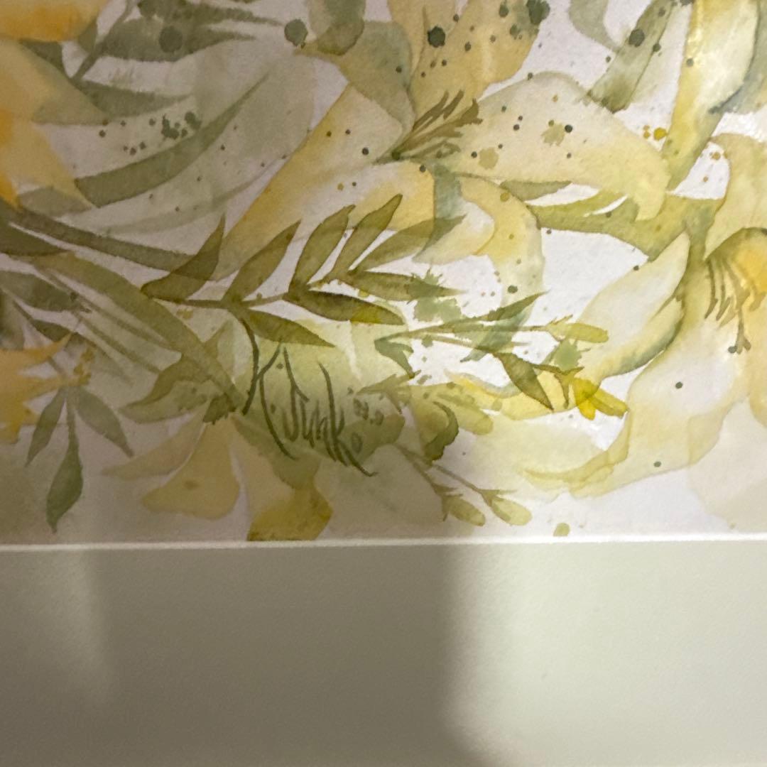 くげ じゅんこ 水彩画 サイン 額縁 付き 58×80 cm