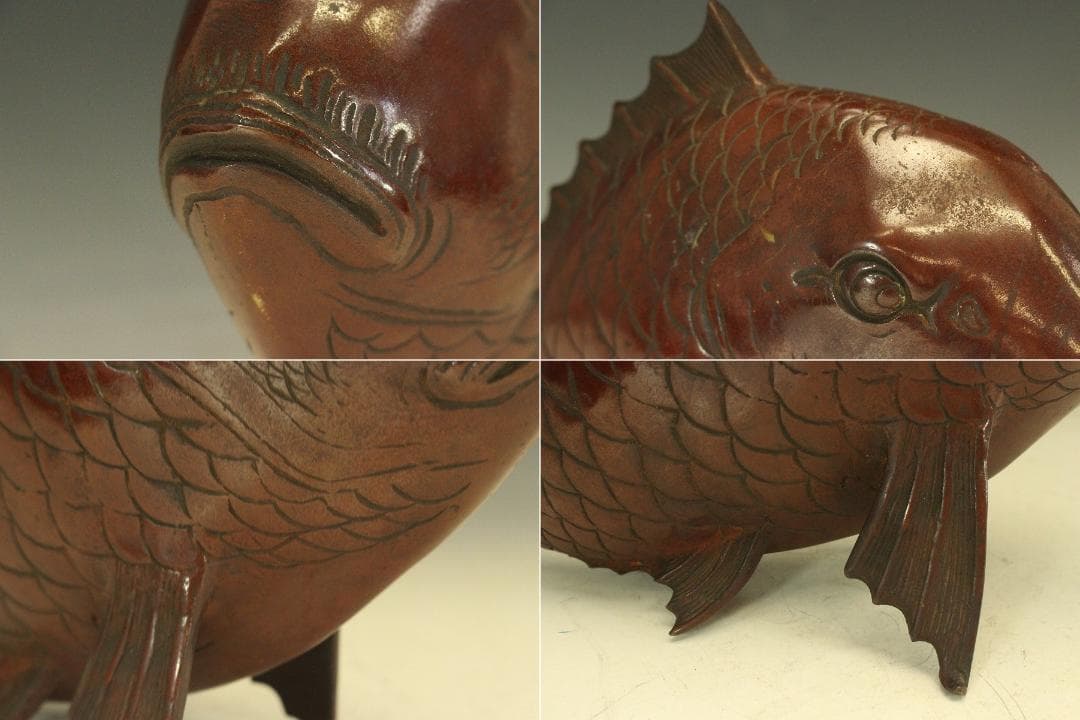 銅製 鯛 乗り 恵比寿 吉祥 縁起物 33cmx16cm 時代物(A193)