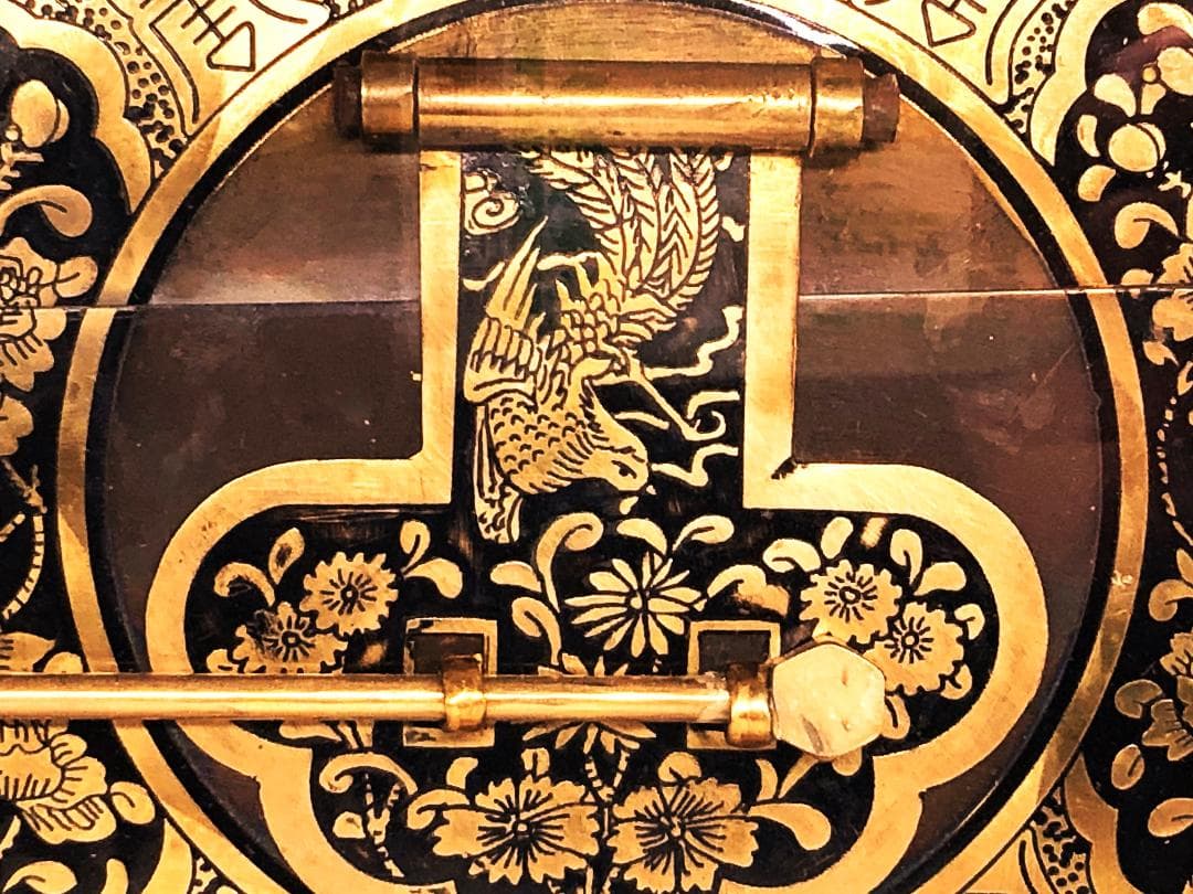 【 古玩彫金 清朝工芸 】 金銅引手金具　 資料館旧展示品