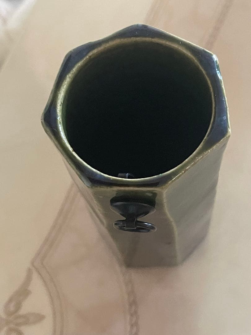 加藤春鼎　花瓶　モスグリーン