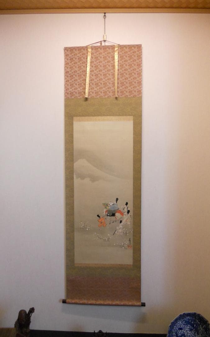 掛け軸 尾形光琳 業平東下り図 紙本 名品 複製 希少 軸装 茶道具 掛軸 です