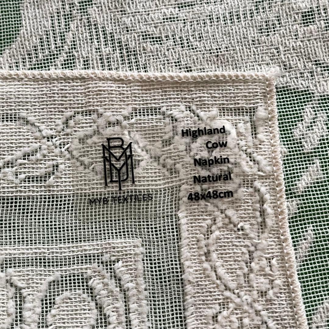 希少　MYB Textiles　ハイランドカウ　ナチュラルコットンナプキン