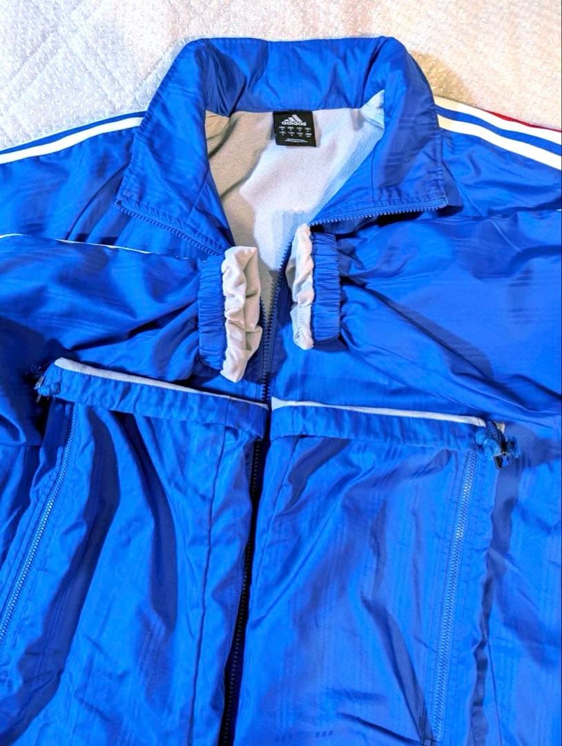 adidas ナイロンジャージ 裏ボア トリコロール Mサイズ 170cm