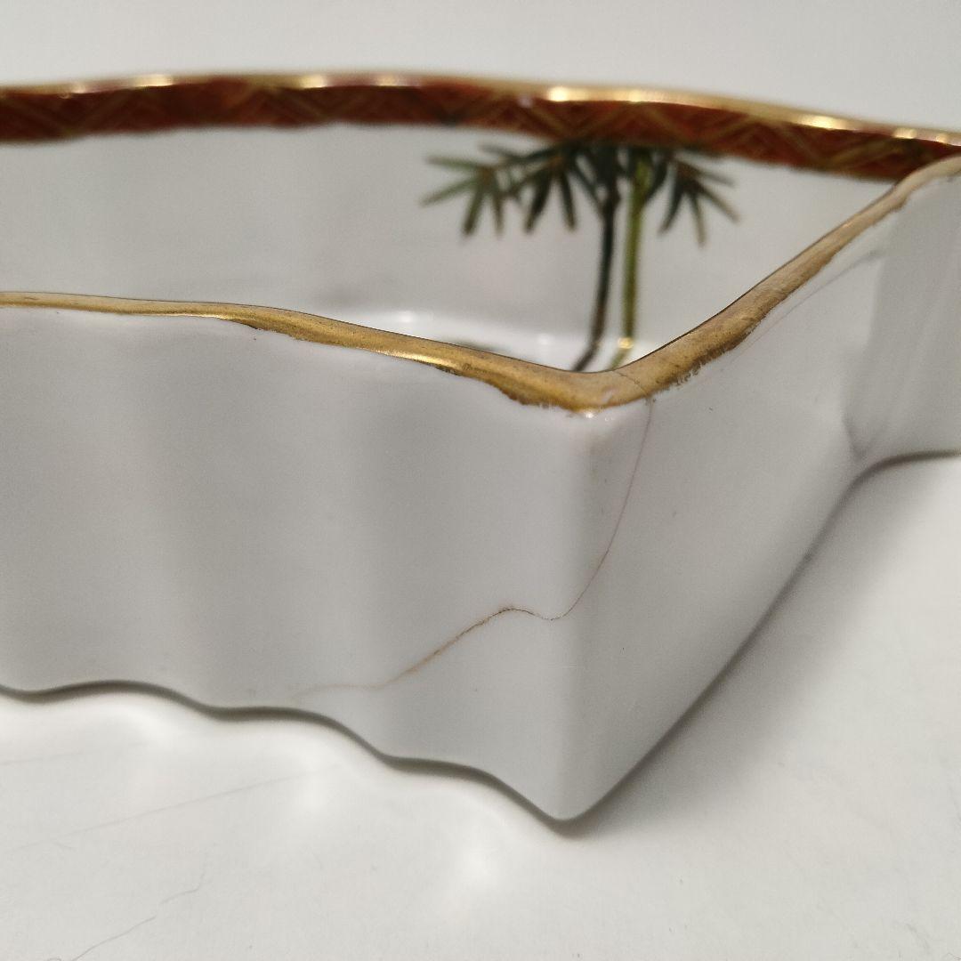 R127 江戸後期～明治期 九谷 金襴手花鳥紋オードブル皿 七点揃 時代箱付　F