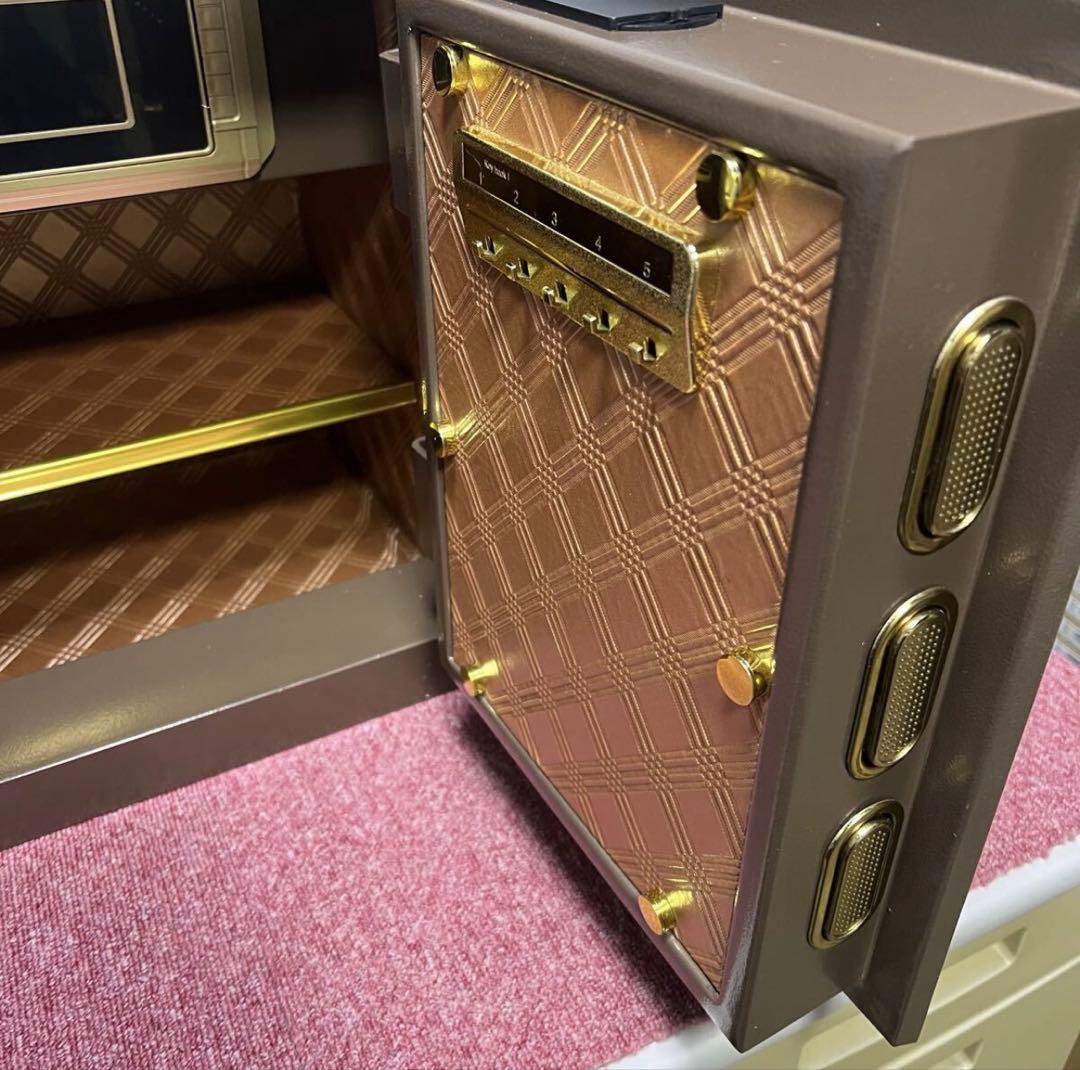 ［4066］onefort 指紋認証式 電子金庫 36L ブラウン